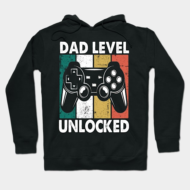 gamer Dad Level Unlocked Retro joystick video gaming  T-Shirt Hoodie by Moe99